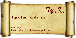 Tyroler Klára névjegykártya